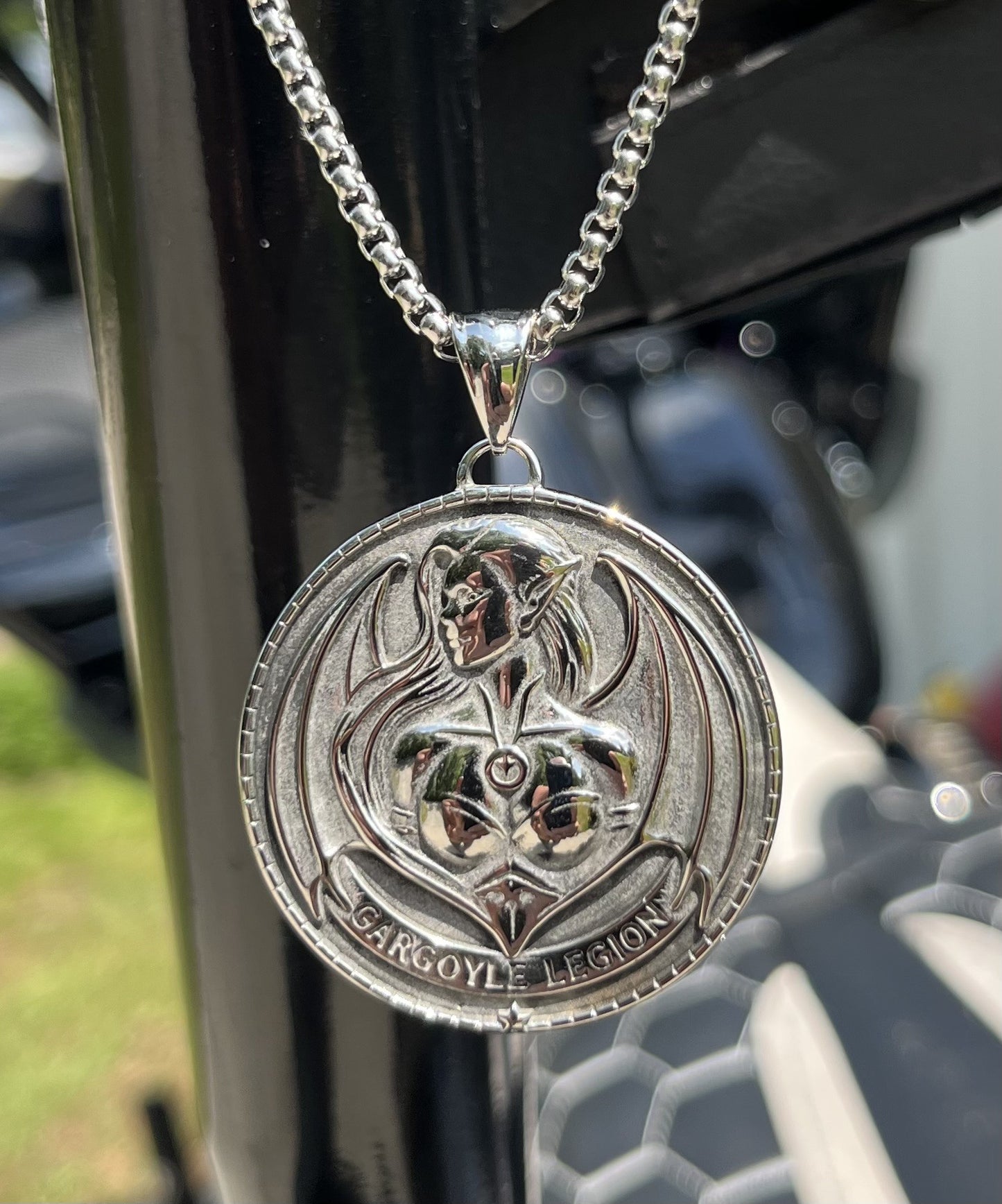 Gargoyle Legion Women’s Stainless Steel Pendant (1.5” Diameter)